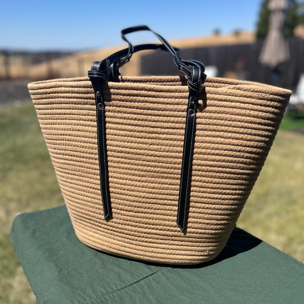 NWOT Tan Tote with Black Straps